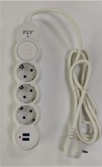 Fly 3'lü Akım Korumalı Grup Priz 2 Metre 2 USB Şarj Çıkışlı (2.1A) Anahtarlı Beyaz (3393-01)