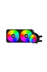 GameBooster PRIME P240B Rainbow Fanlı LGA1700‑AM5 Uyumlu 240mm CPU Sıvı Soğutma Sistemi Siyah – LGA1700/AM5 Uyumlu, 2×120 mm Rainbow Fan, 65.5 CFM, ≤30 dB