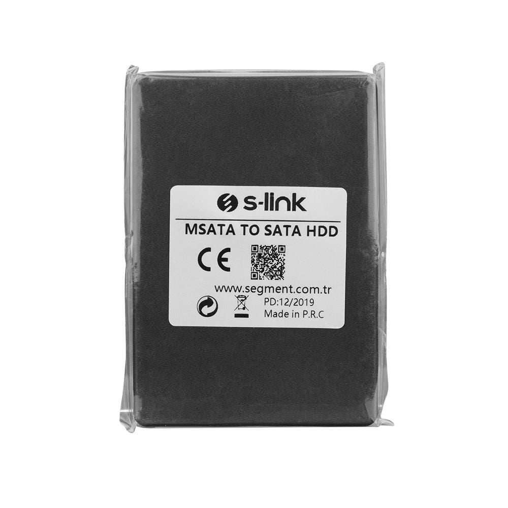 S‑link MSATA TO SATA Harici 2.5'' Siyah HDD Kutusu – mSATA SSD’den SATA 2.5″ HDD Kutu Adaptörü, USB güçsüz bağlantı ile kompakt tasarım