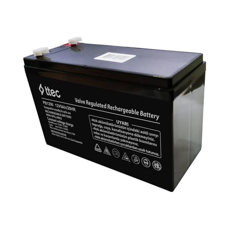 TTEC 12V 9 AH Bakımsız Kuru Tip AGM VRLA Akü – 151×65×100 mm, 2,45 kg, Bakımsız Kuru, Savunma Valfli