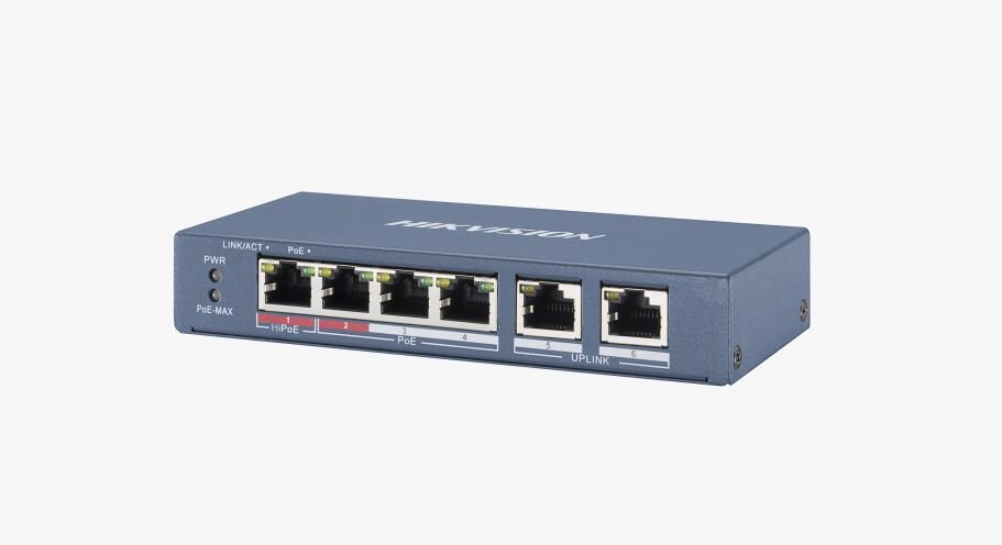 Hikvision DS-3E0106P-E/M 4-Port 10/100M PoE + 2-Port 10/100M Uplink 35W Yönetilemez Switch