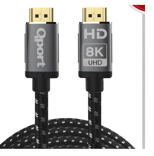 QPORT Q-HDMI215 HDMI 2.1 8K 5 Metre Altın Uçlu Yüksek Hızlı HDMI Kablo