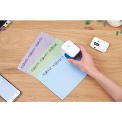 COLOP E‑MARK GO Bundle Mobil Renkli Yazıcı | 600 dpi, 3‑Renkli (CMY) Inkjet Kartuşlu, USB‑C & Wi‑Fi Bağlantılı, 800 mAh Li‑Ion Pil, Cetvel & Bant Kılavuzlu, Taşınabilir Tasarım