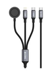 S-link Armor CLW-01 100W 1.2m Type-C to Type-C & Lightning Dijital Göstergeli Siyah Hızlı Şarj Kablosu