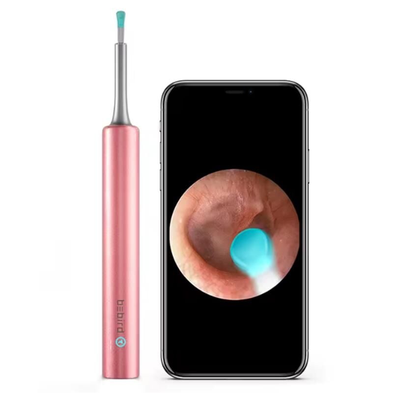 Bebird T5 Görüntülü Kulak Temizleyici 3 MP Kamera 3.5 mm Lens Wi‑Fi Bağlantı Şarjlı 250 mAh 6 LED 20× Büyütme IP67 Suya Dayanıklı Pembe