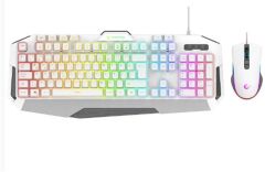 Rampage KM-34 GLARE Beyaz RGB Aydınlatmalı 12800 DPI Optik Mouse Q Gaming Klavye Seti
