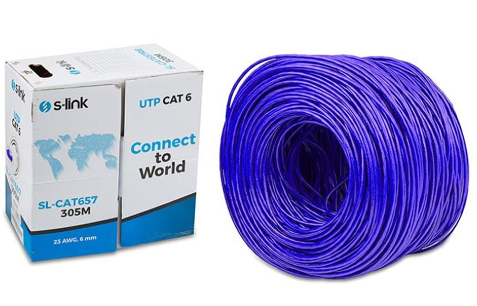S-link SL-CAT657BL 305m 23AWG Utp Mavi CAT6 Kablo