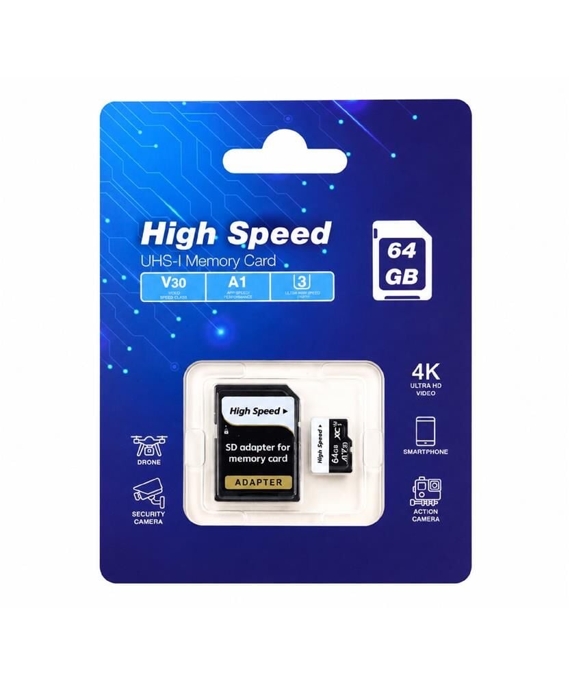 High Speed 64GB A1 V30 U3 Micro Hafıza Kartı Class10