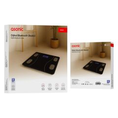 Asonic AS-BS260 Siyah Bluetooth Akıllı Dijital Baskül - Temperli Cam ve Hassas Sensörlü