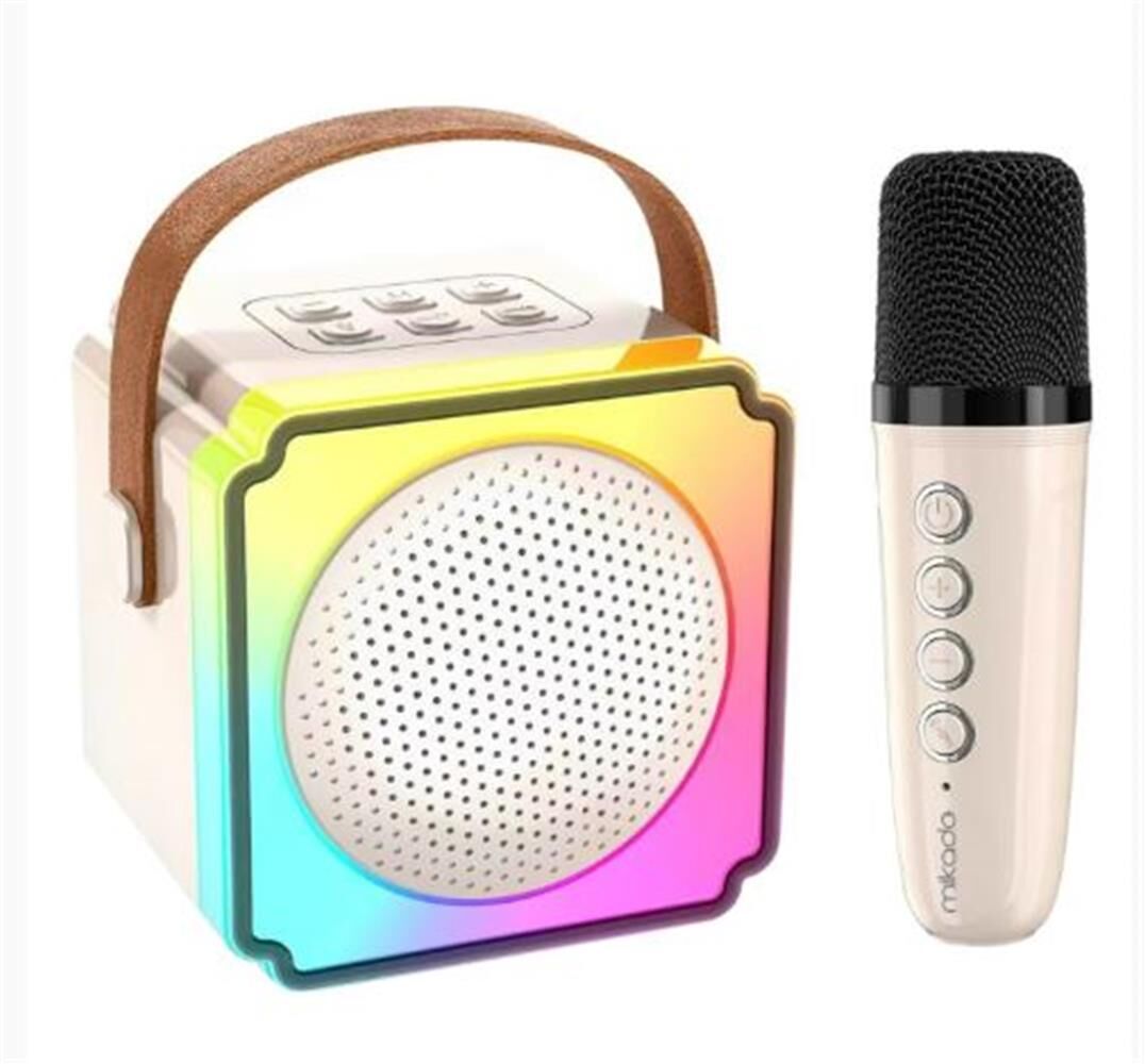Mikado MD-61BT Artemis Krem USB+Bluetooth Destekli Kablosuz Karaoke Mikrofonlu 1200mAh Taşınabilir Speaker