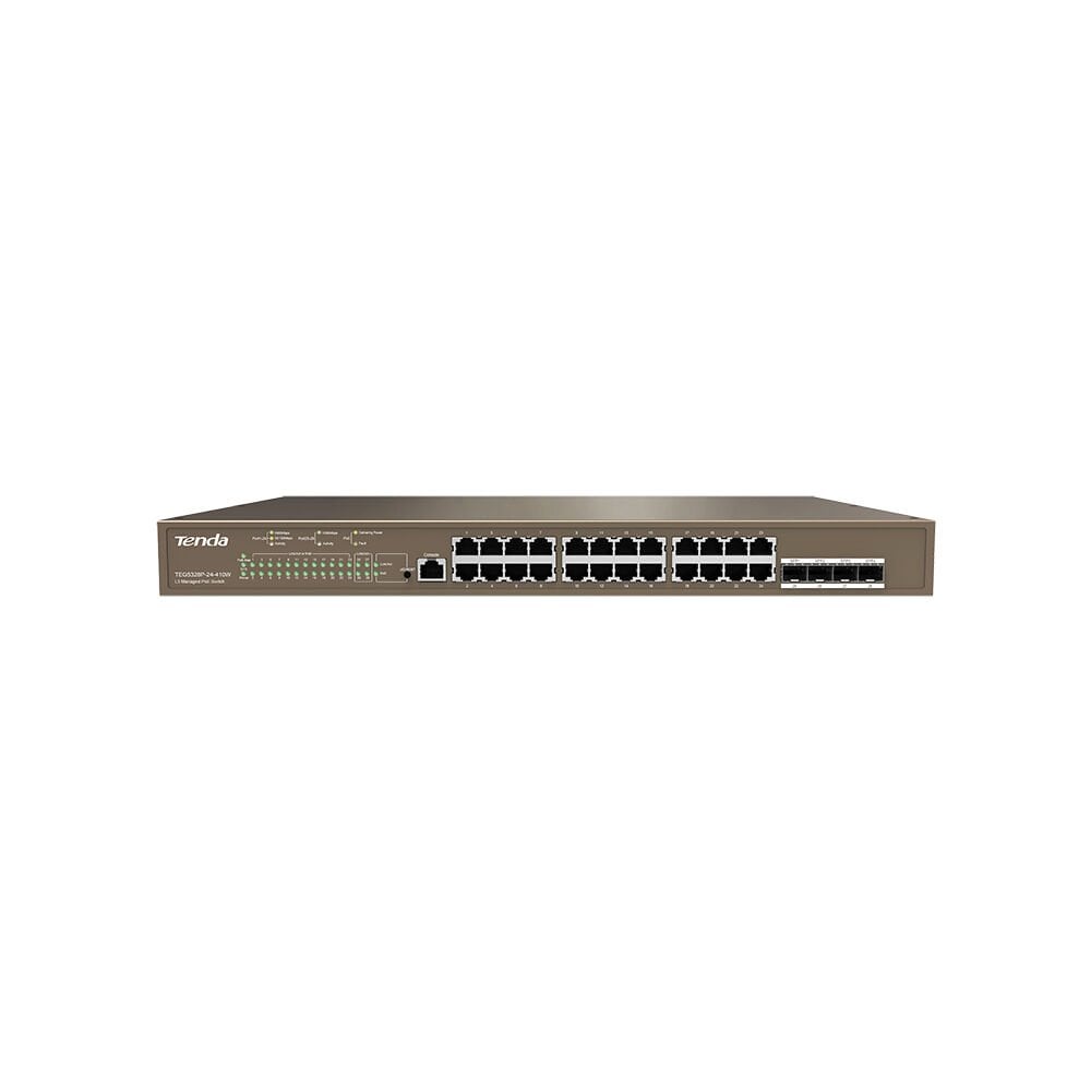 Tenda TEG5328P-24-410W 24-Port Gigabit 4-SFP L3 Yönetilebilir PoE Switch