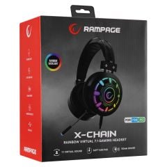 Rampage RM-K59 X-CHAIN Siyah USB 7.1 Rainbow LED Gaming Mikrofonlu Kulaklık