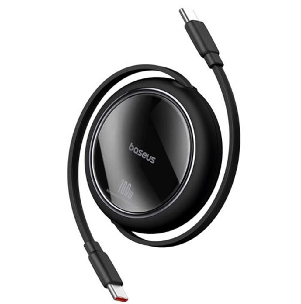 Baseus Free2Pull Mini Serisi USB-C'den USB-C'ye 100W PD Hızlı Şarj Destekli 1m Makaralı Geri Çekilebilir Mavi Şarj Kablosu