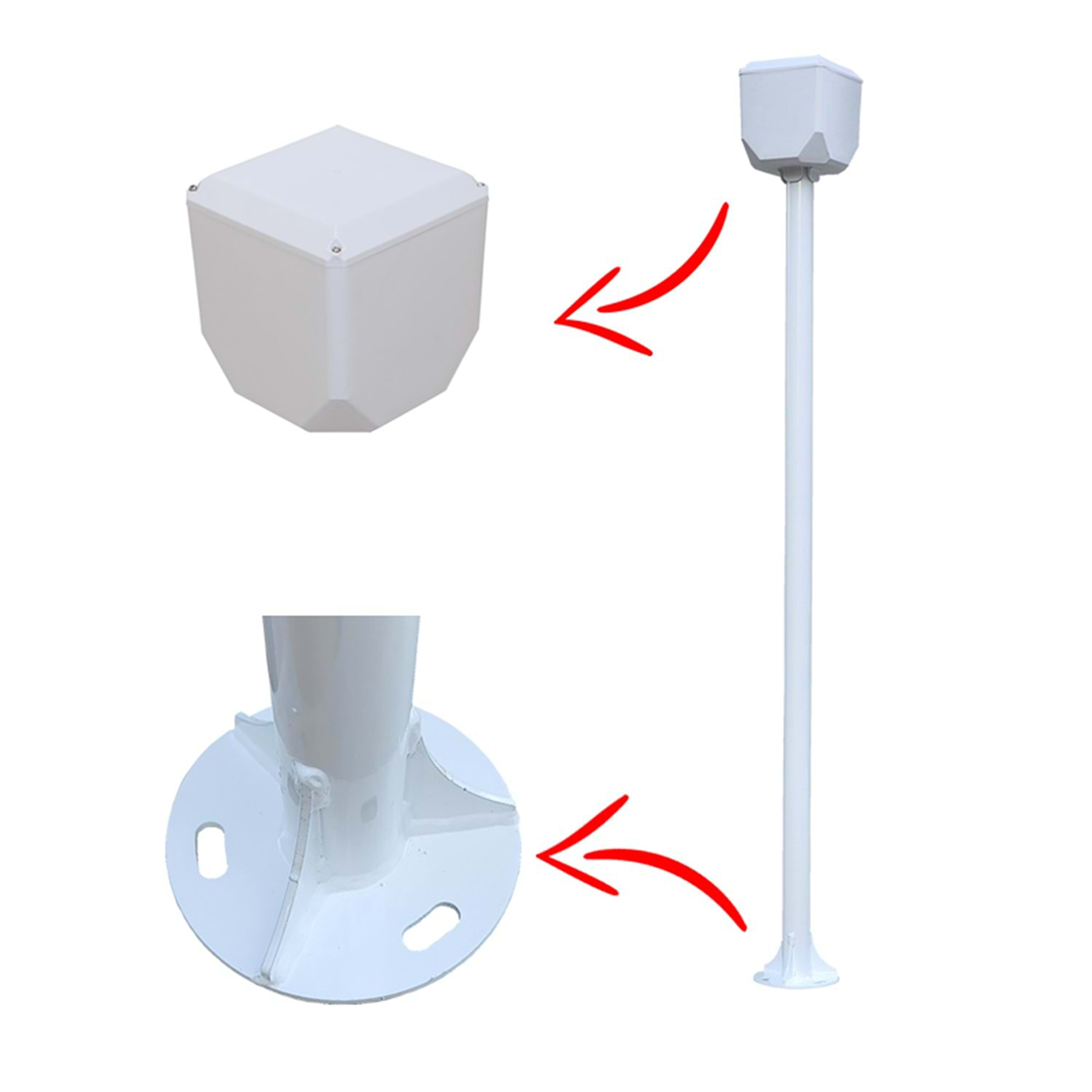 KameraKutusu TRK-200+154B 2 Metre Metal Kamera Direği Beyaz ( TRK-154 Dahil )
