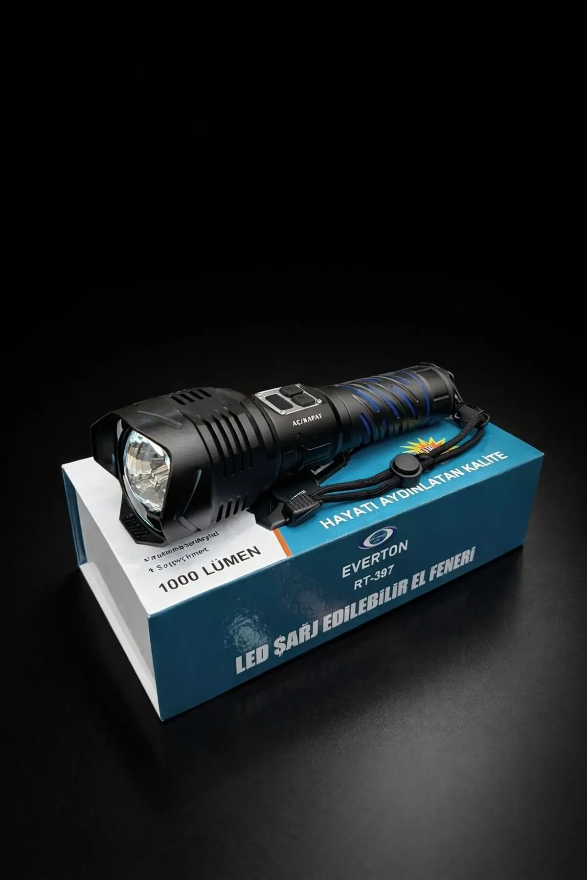 Everton RT-397 Metal Fener 1000 lümen Şarjlı 50W Su Geçirmez (Parlaklık Ayarl ) Led Gösterge