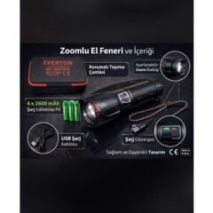 Everton RT-709 Çantalı Metal Fener 60w 6000 lümen Led Gösterge 4-2600 mah Şarjlı Pil Zoomlu