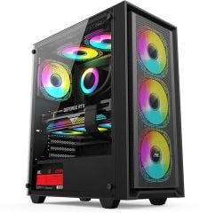 PowerBoost PB‑P802AB 650 W 80+ Bronze Güç Kaynağı entegreli ATX Mesh Panel RGB Fanlı USB 3.0 Siyah Kasa