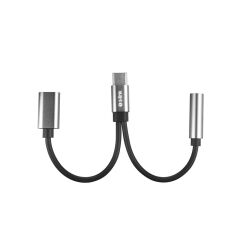 S-link SL-TA45M Gri Metal Type-C Erkek - 3.5mm Jack Dişi + Type-C Dişi (PD) Dönüştürücü Çevirici