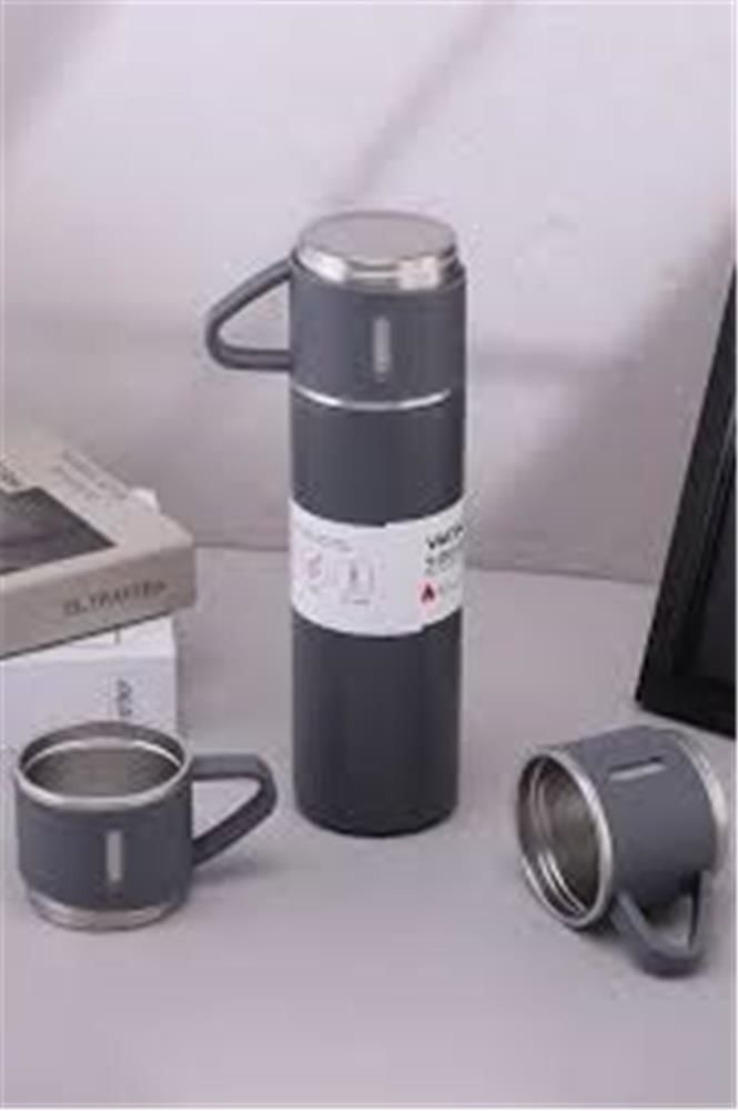 HYTECH HY-TM11 Mat Gri 500ML İç 304 Dış 201 Paslanmaz Çelik Kupa Bardak Termos
