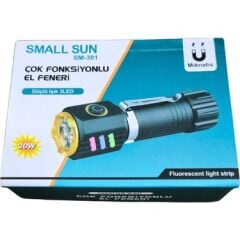Small Sun SM-301 Mıknatıslı Fener 30w 3Led Şarjlı 3.7 18650 Li-on Pil