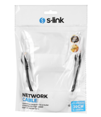 S-LINK SL-CAT6030BK 30cm Siyah UTP Cat6 Patch Ethernet Kablosu