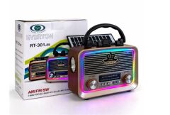Everton RT-301.M Nostaljik Görünümlü Bluetooth, USB, SD, FM Şarjlı ve Güneş Enerjili (Solar) Taşınabilir Radyo