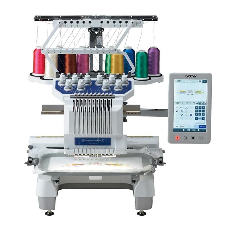 BROTHER Entrepreneur Pro X PR1055X 10 İğneli Profesyonel Nakış Makinesi – 14″×8″ Alan, Otomatik İğne Çevirici, My Stitch Monitor, VESA 300×300