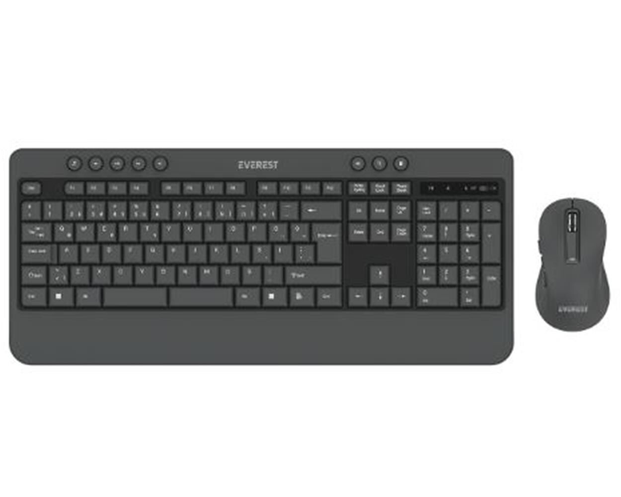 Everest KM-6585 Dual Gri-Siyah Kablosuz Çift Space Tuşlu Q Klavye + Mouse Set