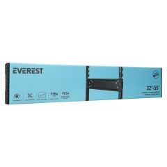 EVEREST MS‑5532 Sabit Duvar Tipi TV Askı Aparatı – 32″–55″ LCD/LED TV, VESA 200×200–400×400 mm, 45 kg, Siyah Çelik