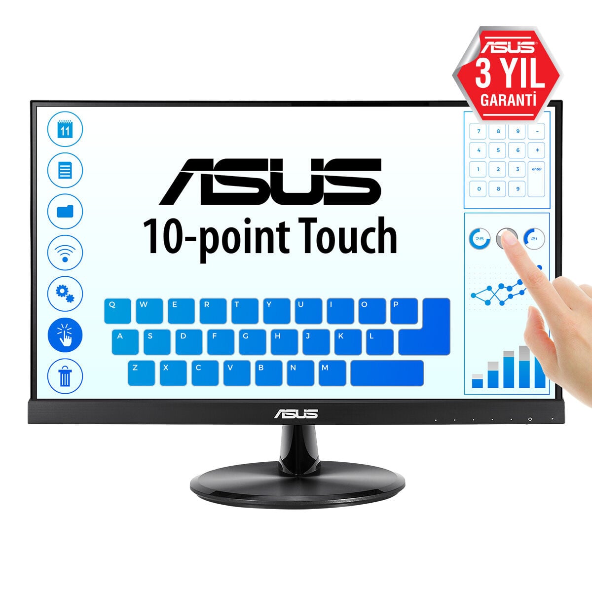 21.5'' ASUS VT229H Dokunmatik IPS 5ms 60Hz 250nt HDMI VGA VESA  3 Yıl
