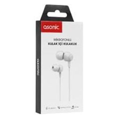 Asonic AS-XK90 Beyaz Kulak İçi Mikrofonlu Kulaklık