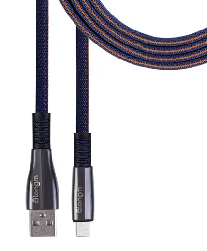 Vcom CU251 Lightning to USB-A 3m 12W (5V 2.4A) Örgülü iPhone Şarj ve Veri Kablosu Siyah