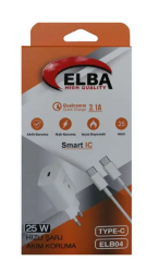 Elba ELB-2702 45W USB Type-C to Type-C 1 Metre Siyah Silikon 480Mbps Veri Transfer Destekli Hızlı Şarj Kablosu