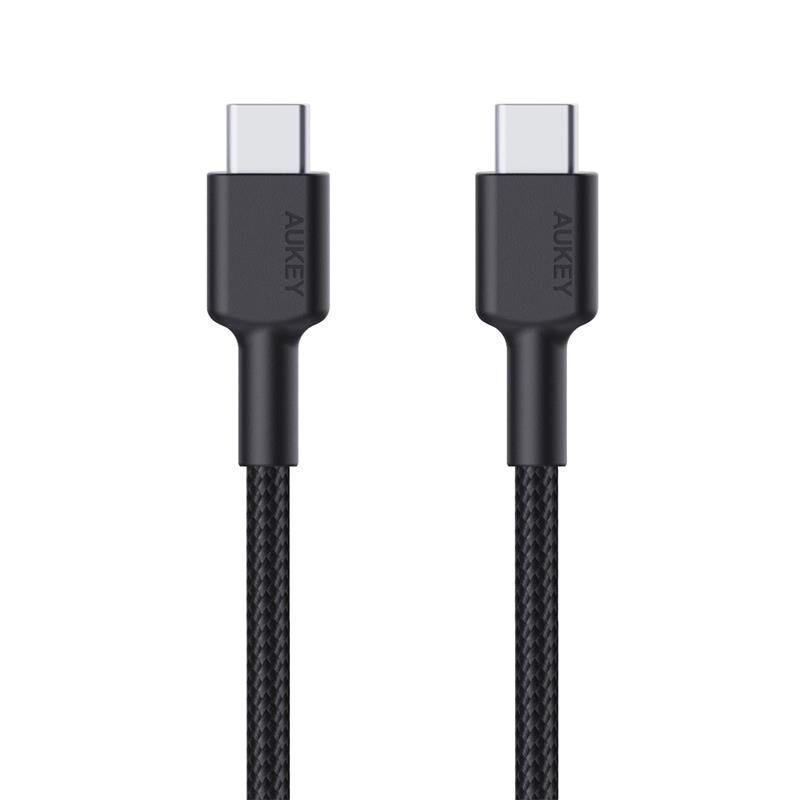 AUKEY CB‑CD45‑BK 0.9 m PD 60 W Naylon Örgülü USB‑C to USB‑C Şarj ve Data Kablosu Siyah – 480 Mbps
