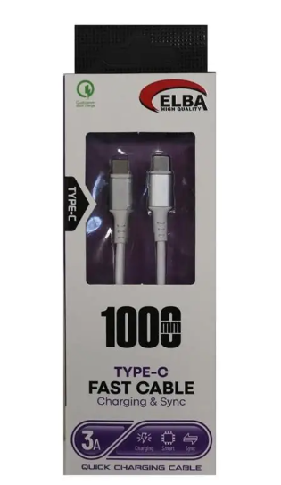 Elba ELB-2704 240W USB Type-C to Type-C 1 Metre Örgülü Desenli 480Mbps Veri Transfer Destekli Hızlı Şarj Kablosu