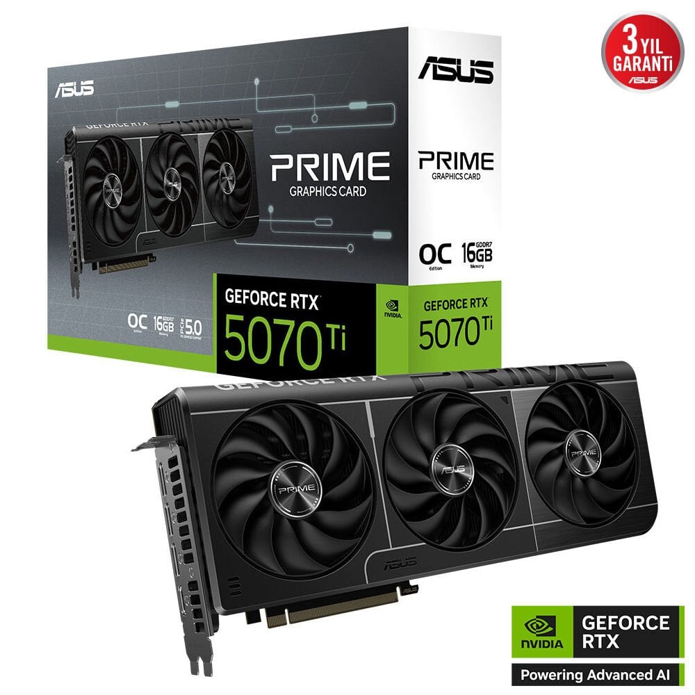 ASUS PRIME GeForce RTX 5070 Ti OC Edition 16GB GDDR7 256-bit Gaming Ekran Kartı (PRIME-RTX5070TI-O16G)