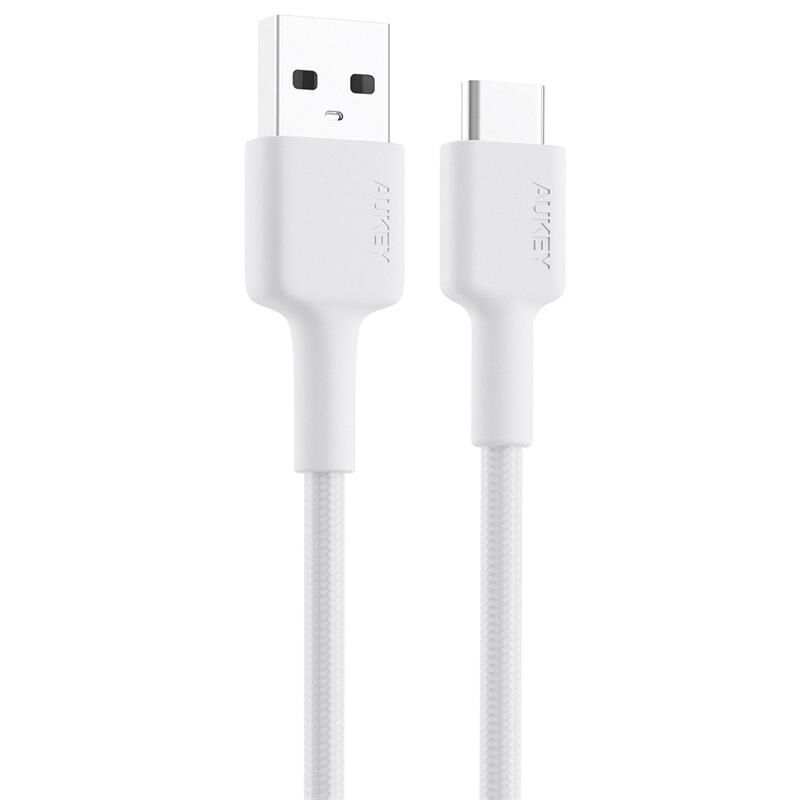 AUKEY CB‑CD30‑BK USB‑A Erkek – USB‑C Erkek 0,9 Metre Siyah Naylon Örgülü Data & Şarj Kablosu (480 Mbps, Dayanıklı Yapı)