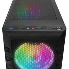 Everest CREST V1 Mesh Temperli Camlı 4×12 cm Auto RGB Fanlı ATX Mid‑Tower Mesh Panel Gaming Oyuncu Kasası