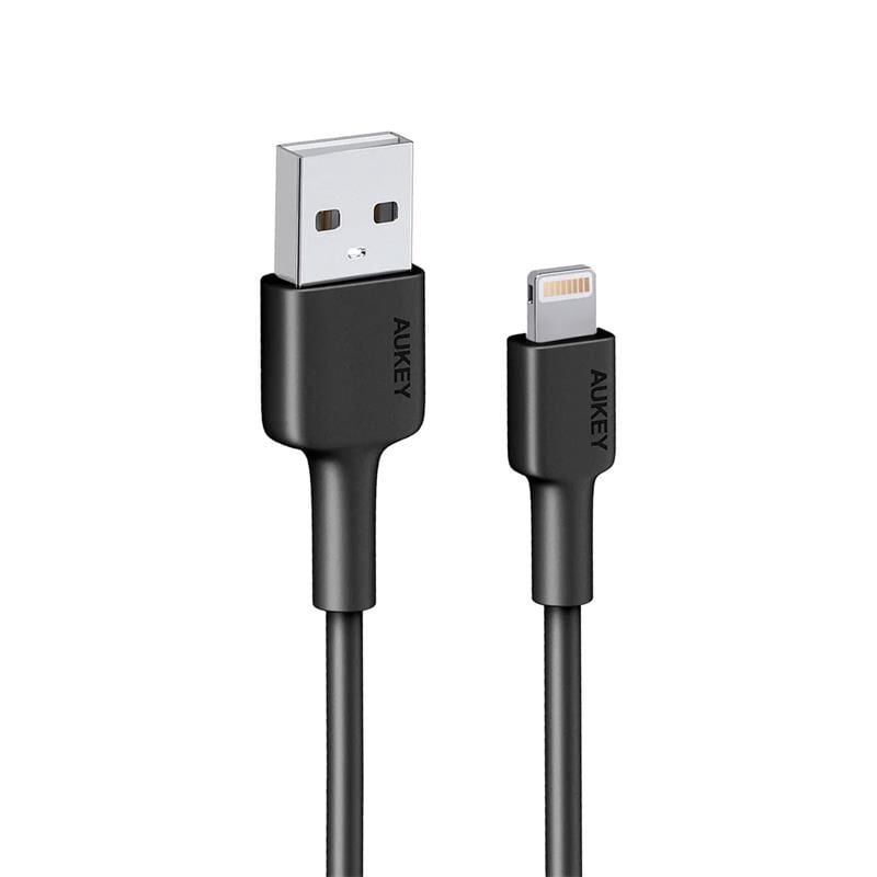 AUKEY CB‑BAL7‑BK USB‑A Erkek – Lightning Erkek 0.9 Metre Siyah Naylon Örgülü MFi Sertifikalı Şarj ve Data Kablosu (480 Mbps)