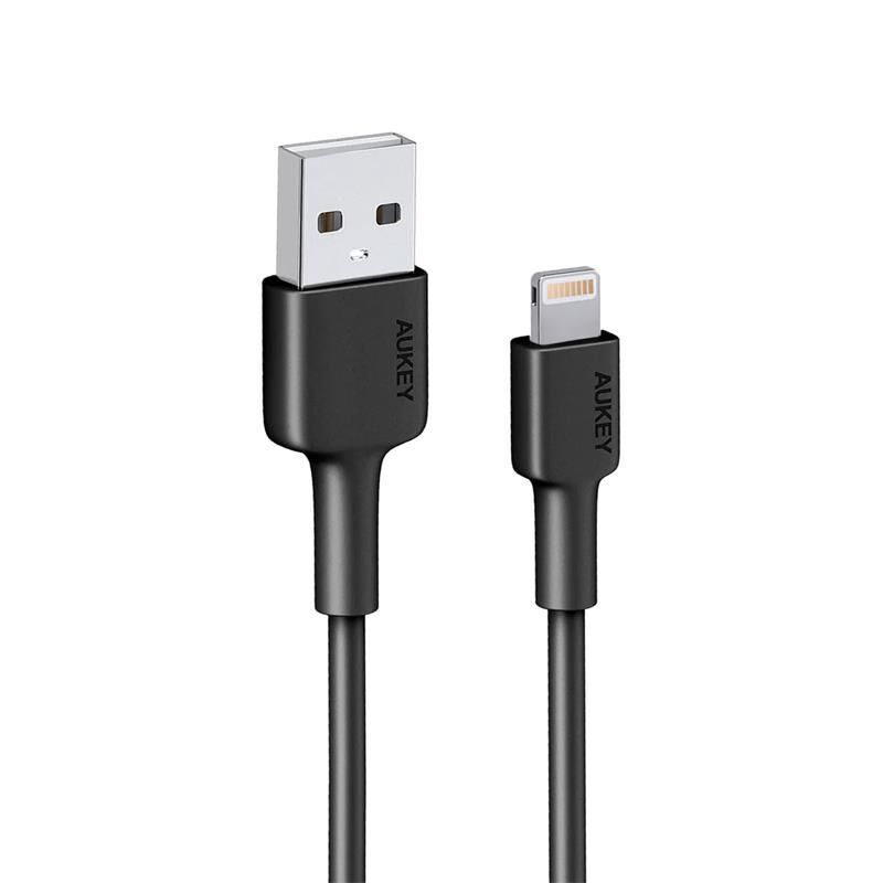 AUKEY CB‑BAL7‑BK USB‑A Erkek – Lightning Erkek 0.9 Metre Siyah Naylon Örgülü MFi Sertifikalı Şarj ve Data Kablosu (480 Mbps)