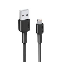 AUKEY CB‑BAL7‑BK USB‑A Erkek – Lightning Erkek 0.9 Metre Siyah Naylon Örgülü MFi Sertifikalı Şarj ve Data Kablosu (480 Mbps)