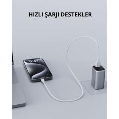 AUKEY CB‑BAL7‑BK 0,9 Metre USB‑A Erkek – Lightning Erkek Naylon Örgülü MFi Sertifikalı Şarj & Data Kablosu (480 Mbps, Siyah)