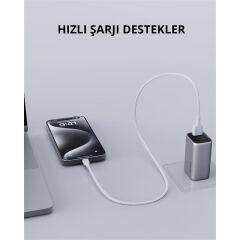 AUKEY CB‑BAL7‑BK 0,9 Metre USB‑A Erkek – Lightning Erkek Naylon Örgülü MFi Sertifikalı Şarj & Data Kablosu (480 Mbps, Siyah)