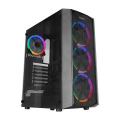 Everest FLAT MESH 4×120 mm RGB Fan Tempered Camlı ATX Mid‑Tower Gaming Oyuncu Kasası Siyah
