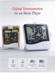 Real Özs HTC-1 Dijital Saat Alarmlı Termometre Isı ve Nem Ölçer