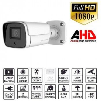 Ezcool EZ-2040HD 2MP 1080P Full HD 3.6mm Lens Gece Görüşlü AHD Bullet Kamera