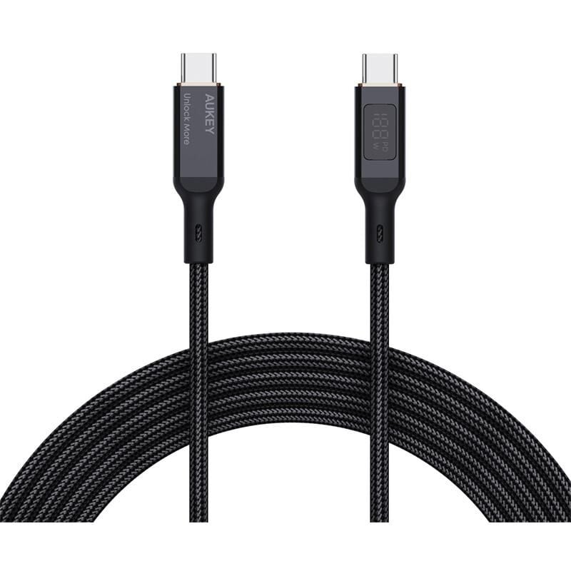 AUKEY CB‑MCC102‑BK 1,8 m 100 W USB‑C – USB‑C LCD Ekranlı Örgülü Kablo