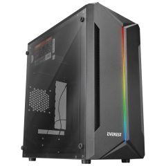 Everest SABER RGB Led Şeritli Peak 250W Güç Kaynağı Akrilik Yan Panel Micro‑ATX / Mini‑ITX Mini‑Tower Gaming Oyuncu Kasası