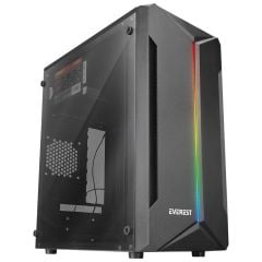 Everest SABER RGB Led Şeritli Peak 250W Güç Kaynağı Akrilik Yan Panel Micro‑ATX / Mini‑ITX Mini‑Tower Gaming Oyuncu Kasası