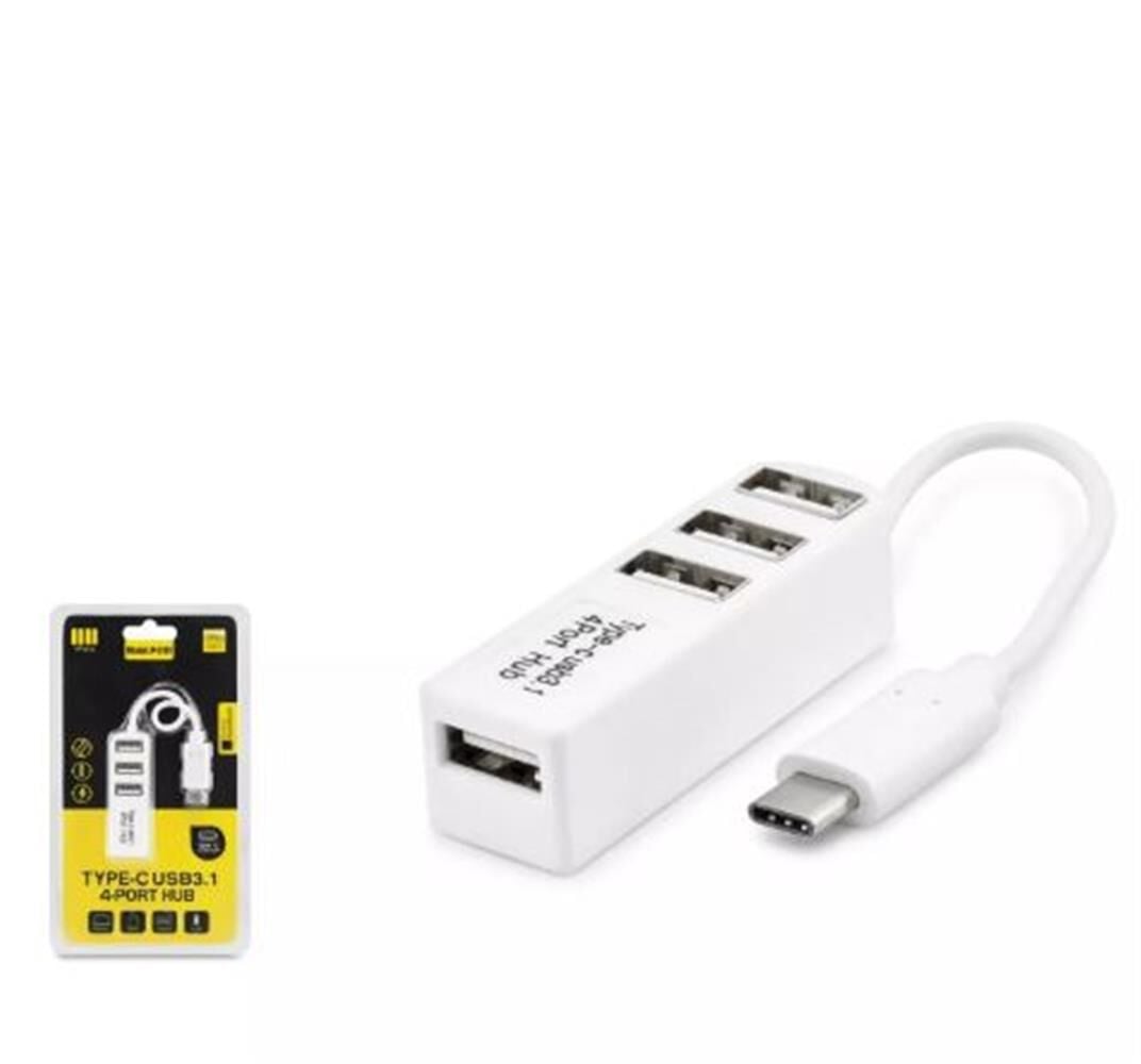 Hadron HDX7015 Type-C to 4 Port USB 2.0 Çoklayıcı Hub Adaptör - Beyaz (OTG Destekli)